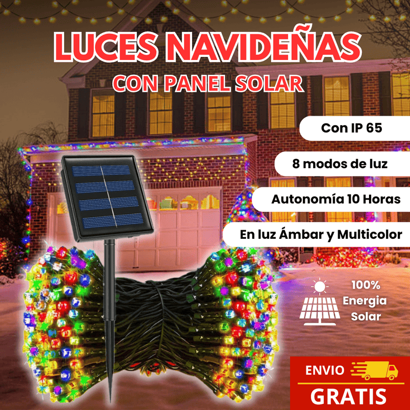 Luces Navideñas Con Panel Solar 200 LED - 20 Metros