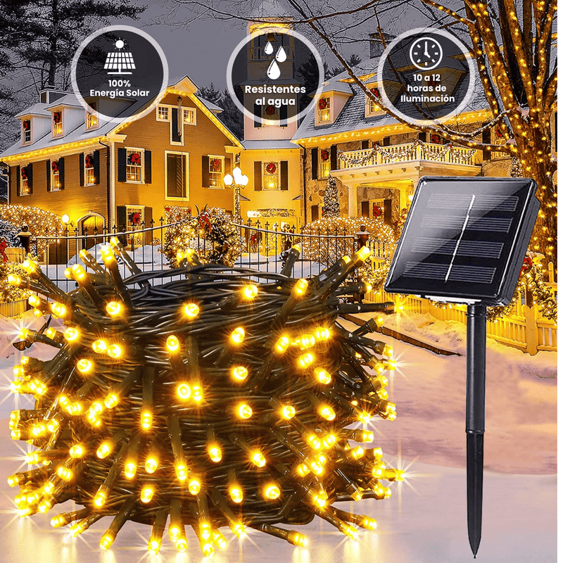 Luces Navideñas Con Panel Solar 300 LED - 31 Metros