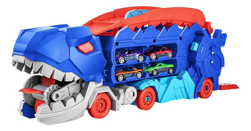 Carro Dinosaurio Devorador De Autos Con Pista Deslizante