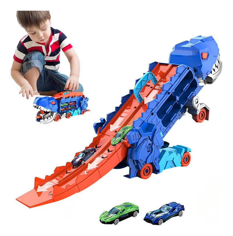 Carro Dinosaurio Devorador De Autos Con Pista Deslizante