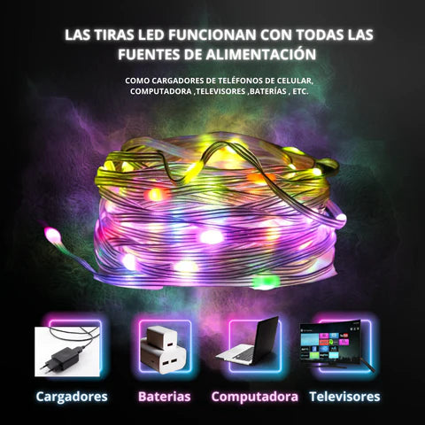 Luces Smart Bluetooth 10 Metros 100 Leds App Control Colores