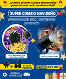 Combo Navideño Luces Navideñas Con Panel Solar 20m + Proyector Navideño