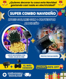 Combo Navideño Luces Navideñas Con Panel Solar 30m + Proyector Navideño