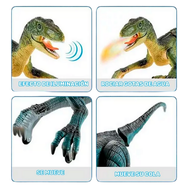 VELOCIRAPTOR CON CONTROL REMOTO / BOTA HUMO / MUSICAL
